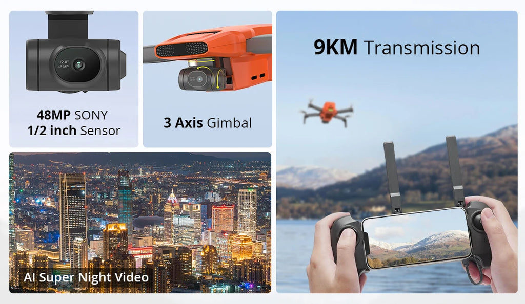 FIMI MINI 3 Drone 4K 60fps Camera with Sensor 48MP | 245g Lightweight No Registration | 9km Range | Night Video AI
