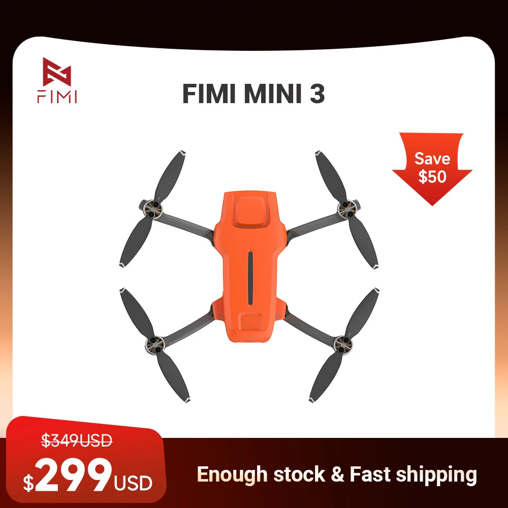FIMI MINI 3 Drone 4K 60fps Camera with Sensor 48MP | 245g Lightweight No Registration | 9km Range | Night Video AI