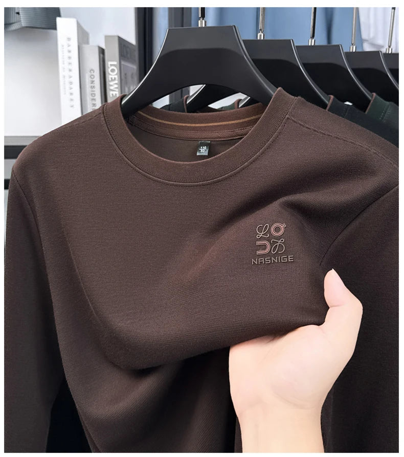 Sweatshirt Men 2025 New Style Spring and Autumn Round Neck Casual Long Sleeved T-shirt Top Base Shirt