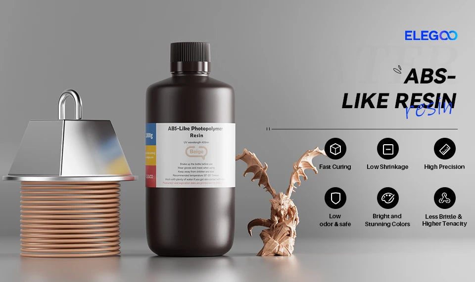 ELEGOO ABS-Like 3D Printer Resin LCD UV-Curing Resin 405nm ABS-Like Standard Photopolymer Resin for LCD 3D Printing 1000g