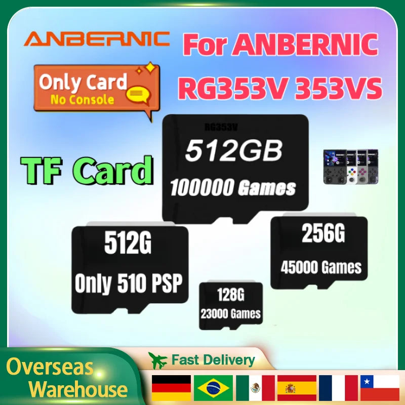 ANBERNIC RG353V Retro Handheld Game Console - 512GB Preloaded 100K Games PSP Emulator
