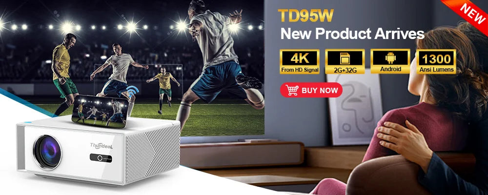 ThundeaL Full HD 1080P Projector TD98W for 2K 4K Video Audio WiFi Android Home Theater TD98 Cinema Beam Projector PK DLP Beamer