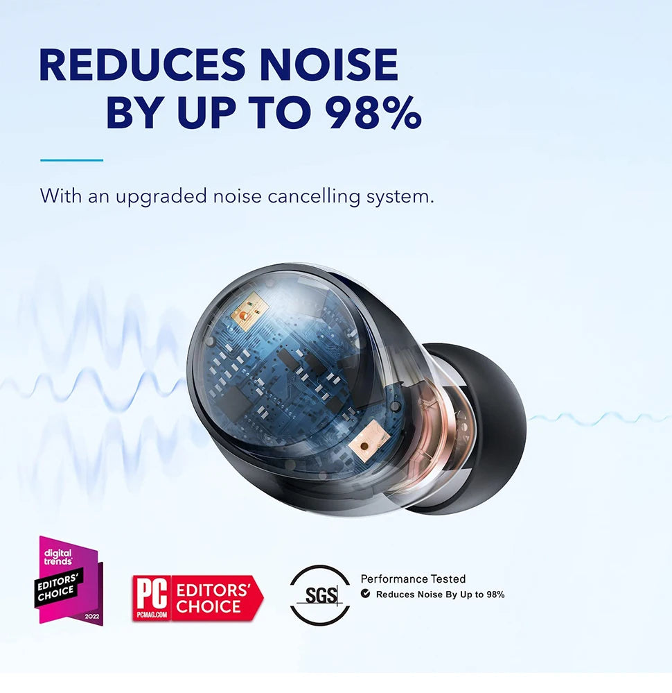 Soundcore by Anker Space A40 Earphones Adaptive Active Noise Cancelling Wireless Earbuds Wireless Bluetooth Headphones