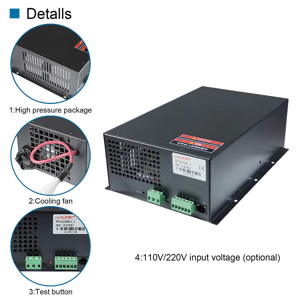 DIGRAY 100W Co2 Laser Power Supply MYJG-100W for 80W 100W Laser Cutting and Engraving Machine