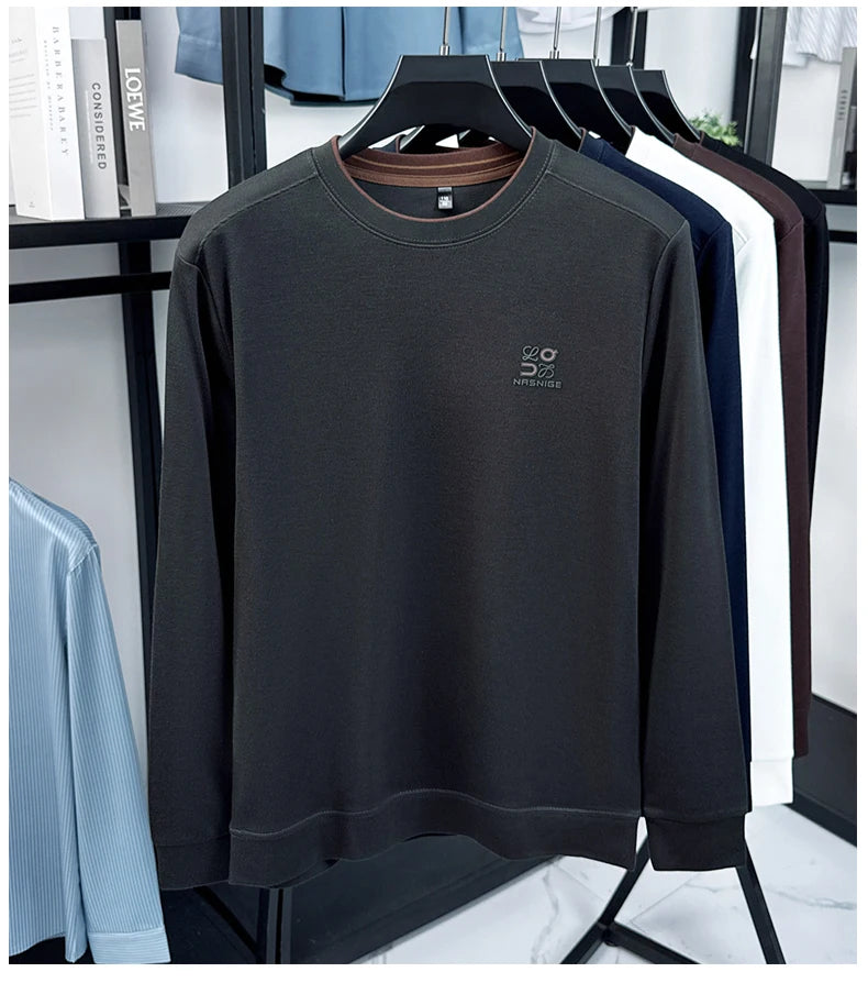 Sweatshirt Men 2025 New Style Spring and Autumn Round Neck Casual Long Sleeved T-shirt Top Base Shirt