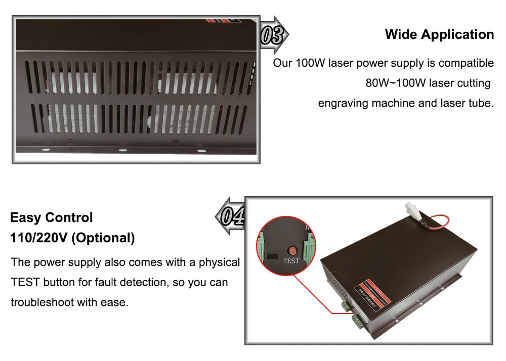 DIGRAY 100W Co2 Laser Power Supply MYJG-100W for 80W 100W Laser Cutting and Engraving Machine