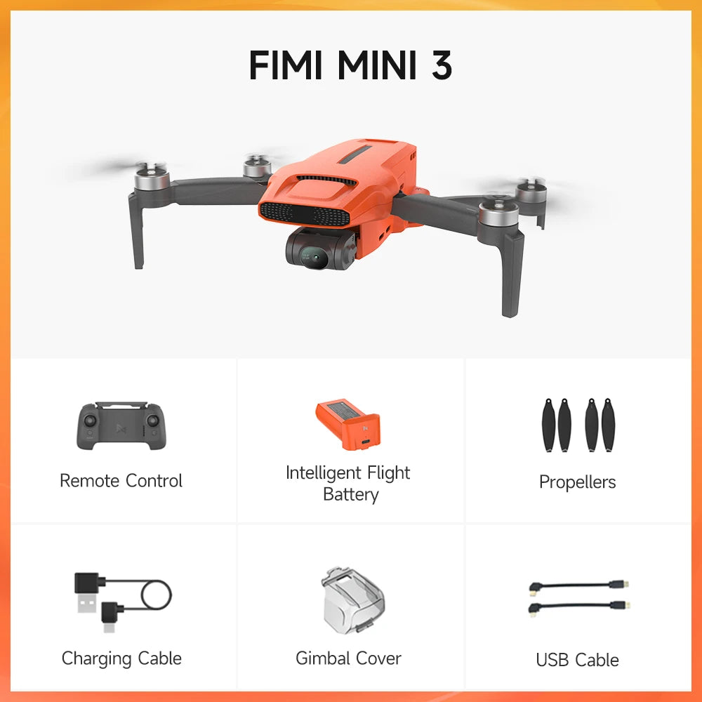 FIMI MINI 3 Drone 4K 60fps Camera with Sensor 48MP | 245g Lightweight No Registration | 9km Range | Night Video AI