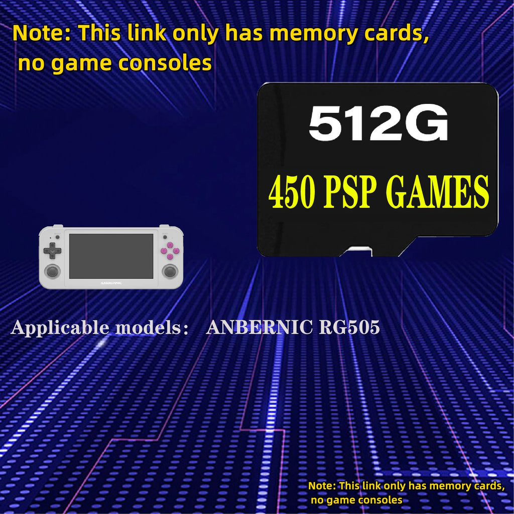 TF Card For RG505 ANBERNIC Memory Cards 64G 128G 256G 512G Memory Cards Games 70000 Games  PS 450 GAMES Retro Handheld Console