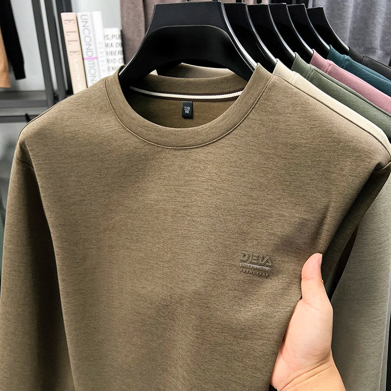 Sweatshirt Men 2025 New Style Spring and Autumn Men's Long Sleeved T-shirt Pure Cotton Round Neck Top T-shirt Base Shirt Trendy