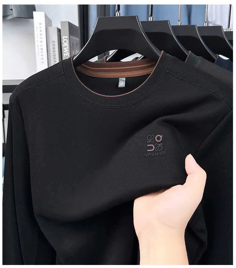 Sweatshirt Men 2025 New Style Spring and Autumn Round Neck Casual Long Sleeved T-shirt Top Base Shirt