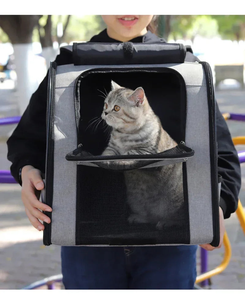 Pet Cat Backpacks Breathable Outdoor Cat Carrier Shoulder Bag for Small Dogs Cats Portable Travel Folding Backpack Pet Supplies
