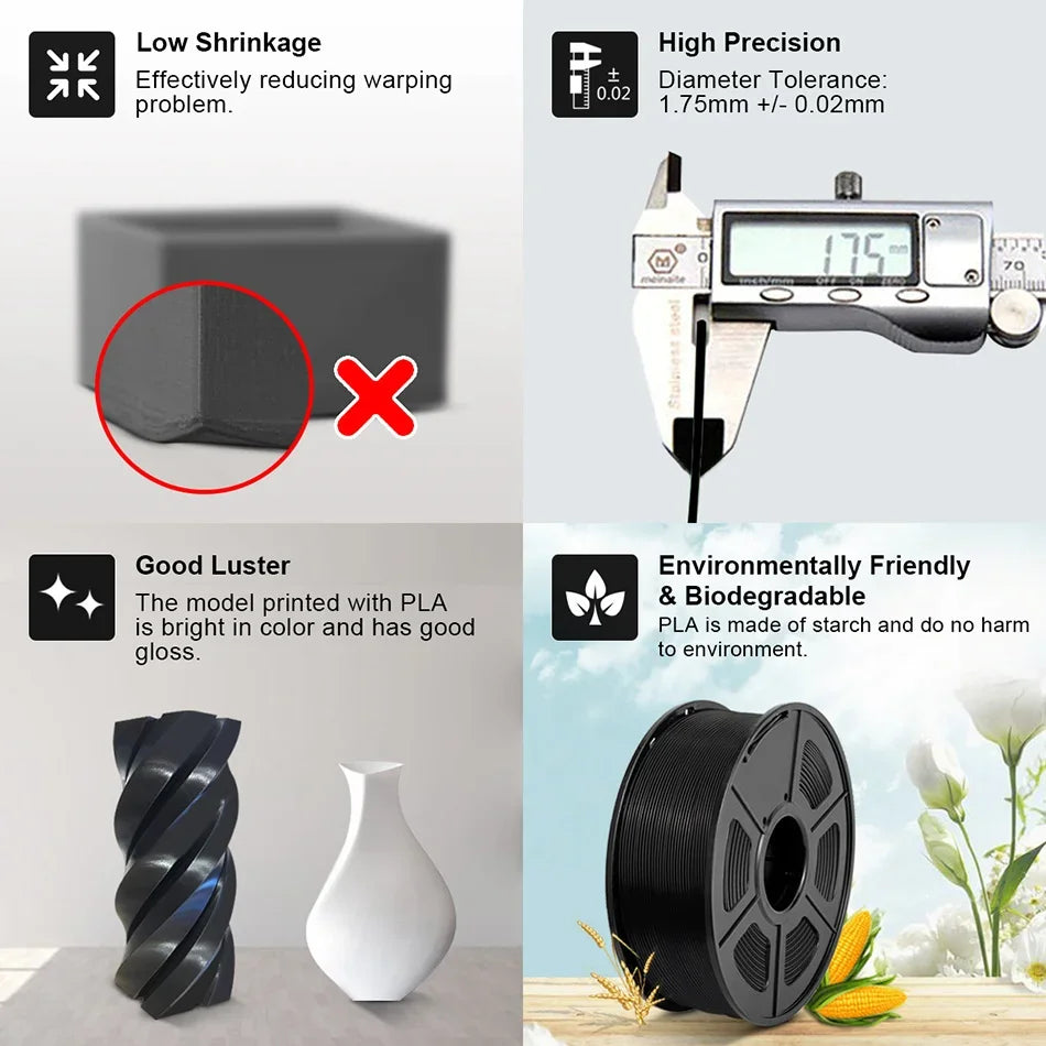 JAYO petg Filament 3d PETG 1.75mm 10Rolls Neatly Wound Toughness no bubbles 3D Printer Filament for FDM Muticolor 1.1KG /roll