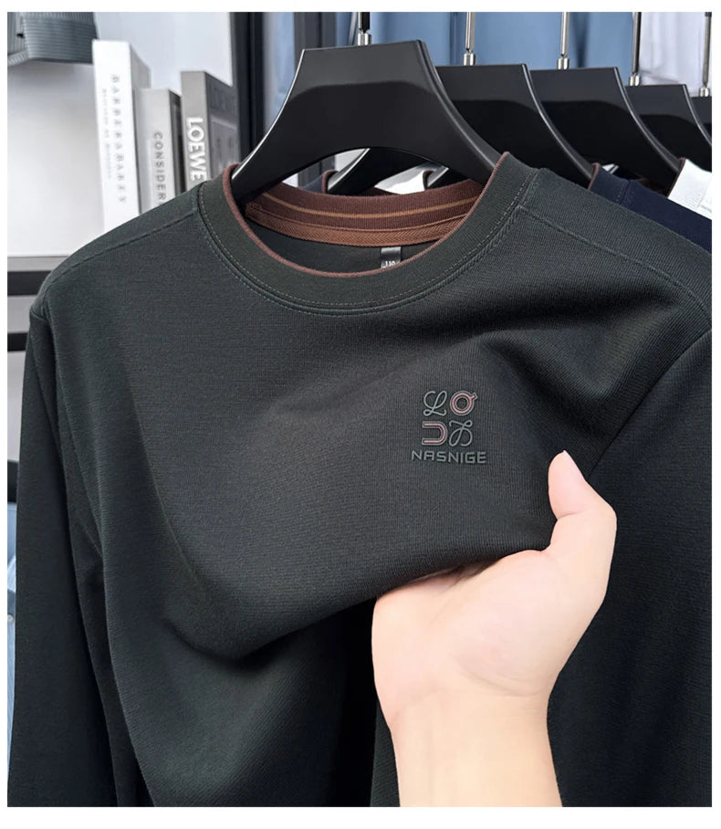 Sweatshirt Men 2025 New Style Spring and Autumn Round Neck Casual Long Sleeved T-shirt Top Base Shirt