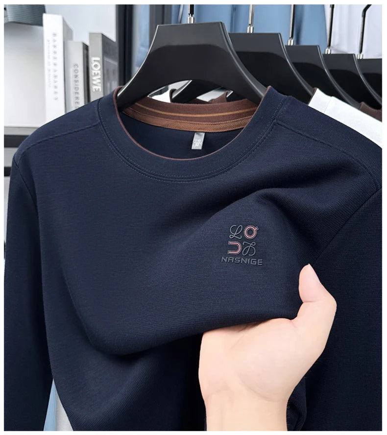 Sweatshirt Men 2025 New Style Spring and Autumn Round Neck Casual Long Sleeved T-shirt Top Base Shirt