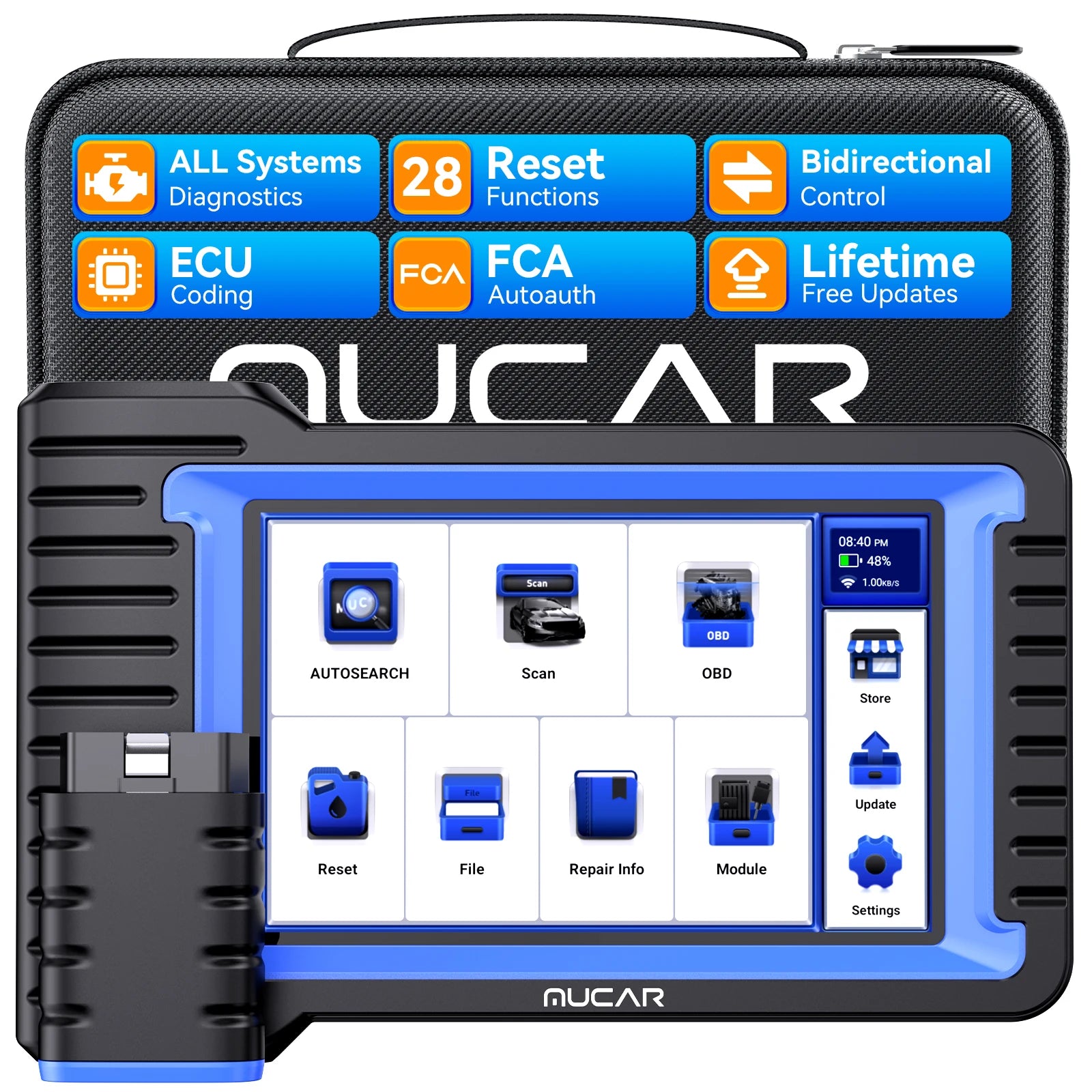 MUCAR VO7S Professional Car Diagnostic Tools Bi-directional Auto VIN CANFD ECU Coding 28 Reset Full System Free Obd2 Scanner FCA