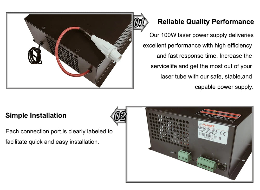 DIGRAY 100W Co2 Laser Power Supply MYJG-100W for 80W 100W Laser Cutting and Engraving Machine
