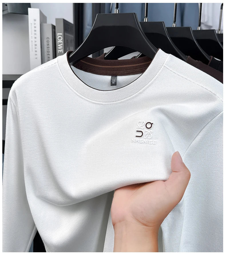 Sweatshirt Men 2025 New Style Spring and Autumn Round Neck Casual Long Sleeved T-shirt Top Base Shirt
